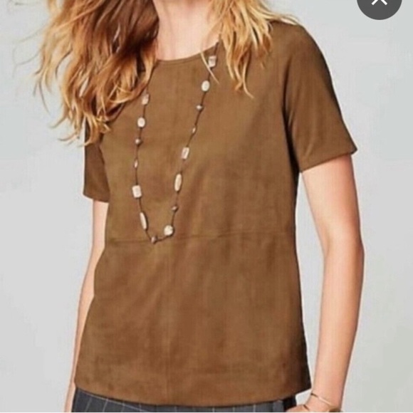 J. Jill 100% Linen Brown Short Sleeve T-Shirt Relaxed Fit - Picture 1 of 13